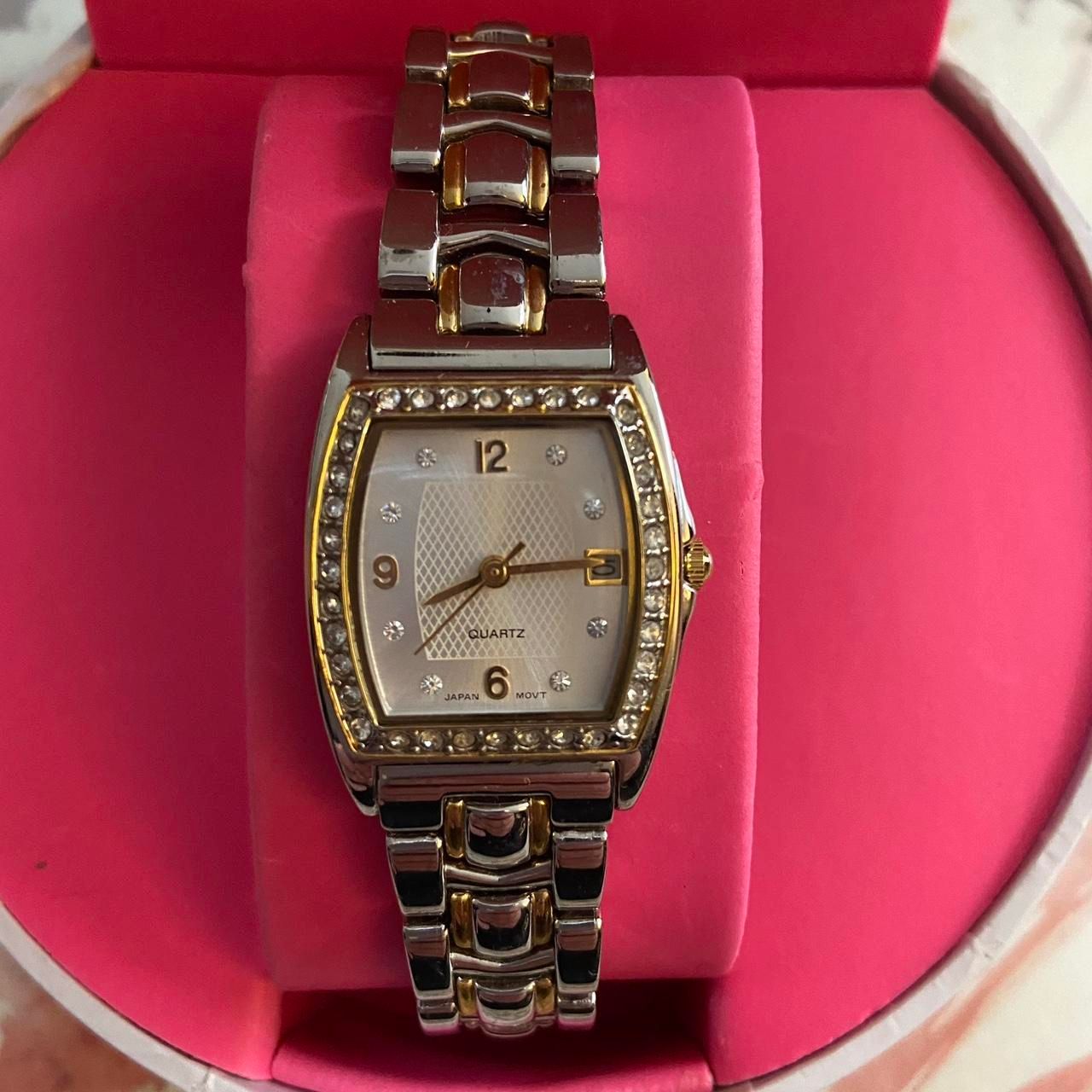 Silver And Gold Tone Womens Watch With Stone Accents